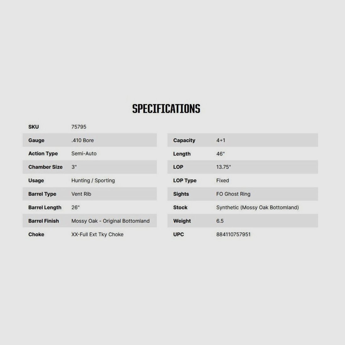 Mossberg International SA-410 Turkey 26" (26 inches) .410/76