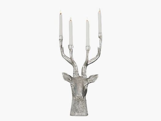 Lovergreen decoration motif deer antlers as candle holder metallic