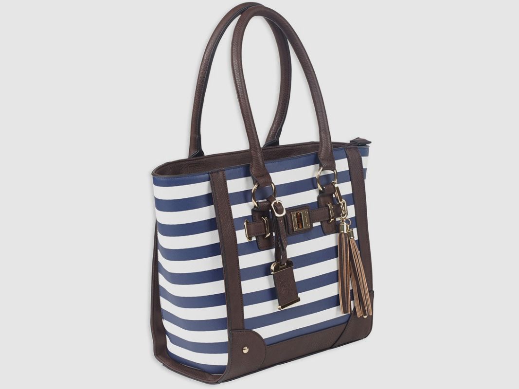 Borsa Tote Purse Style Stripe - Navy