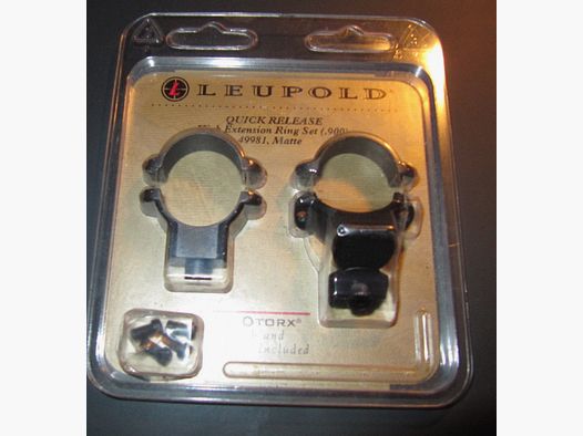 Leupold 25mm(1") Montageringe"QR high extension .900" brüniert#49981 neu,originalverpackt,gekröpft