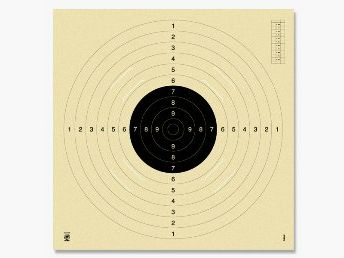 Cible de pistolet 25/50/KK100m - SEUL, n° de champ, avec fente