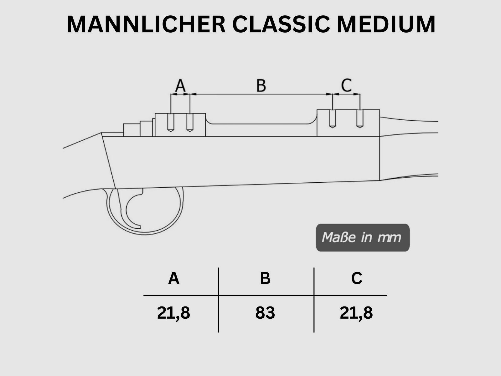 Rifle Doc Picatinny Weaver STAHL Schiene für STEYR MANNLICHER CL II M, SM 12 M, Classic M, Pro Hunter M (After 2003) 99,00 € inkl. MwSt Picatinny-Schiene aus gehärtetem Stahl passend für Steyr CL II M, Steyr