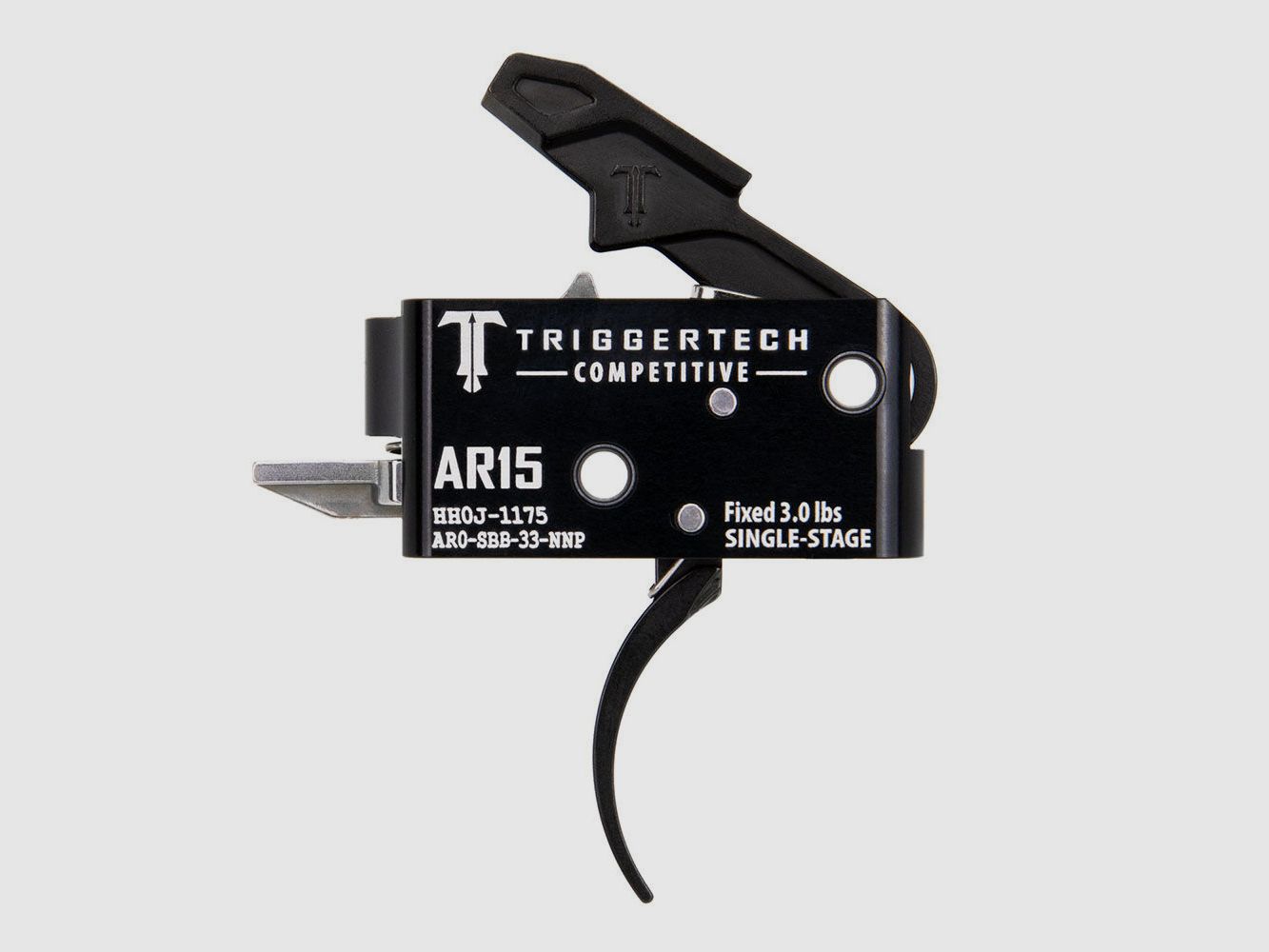TRIGGERTECH AR-15 Competitief - Zwart Pro Gebogen 3lbs, Enkelvoudige Stage