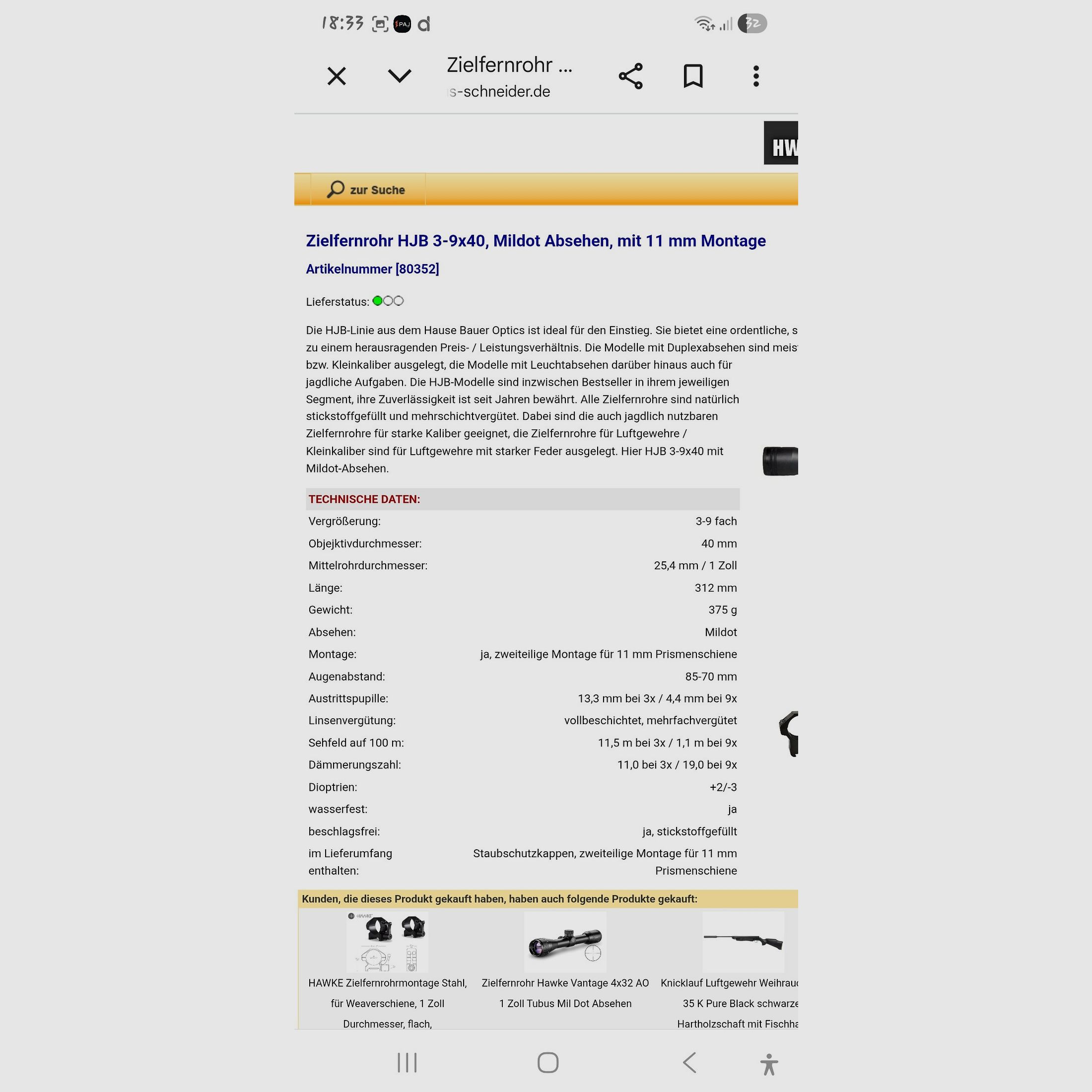 HW77 Air rifle Caliber .22 Luftdruckgewehr von Weihrauch 