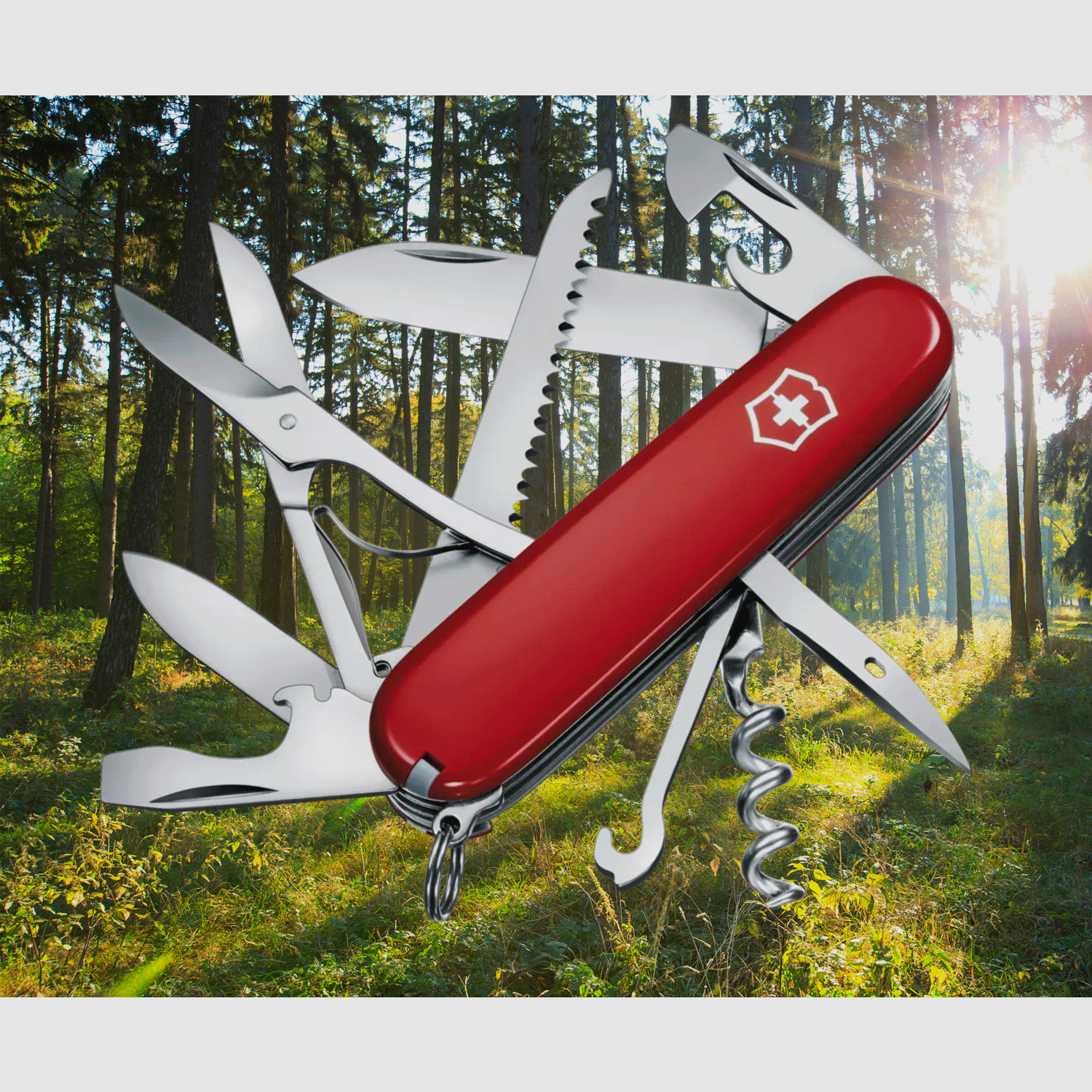 Victorinox Oryginalny Szwajcarski Nóż Huntsman, czerwony