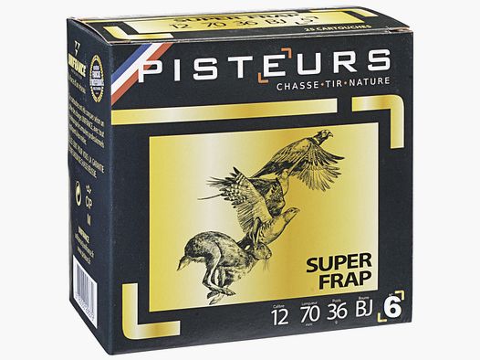 CARTOUCHES PISTEURS SUPER FRAP 12/70 N°6 36G BOURRE À JUPE BTE 25