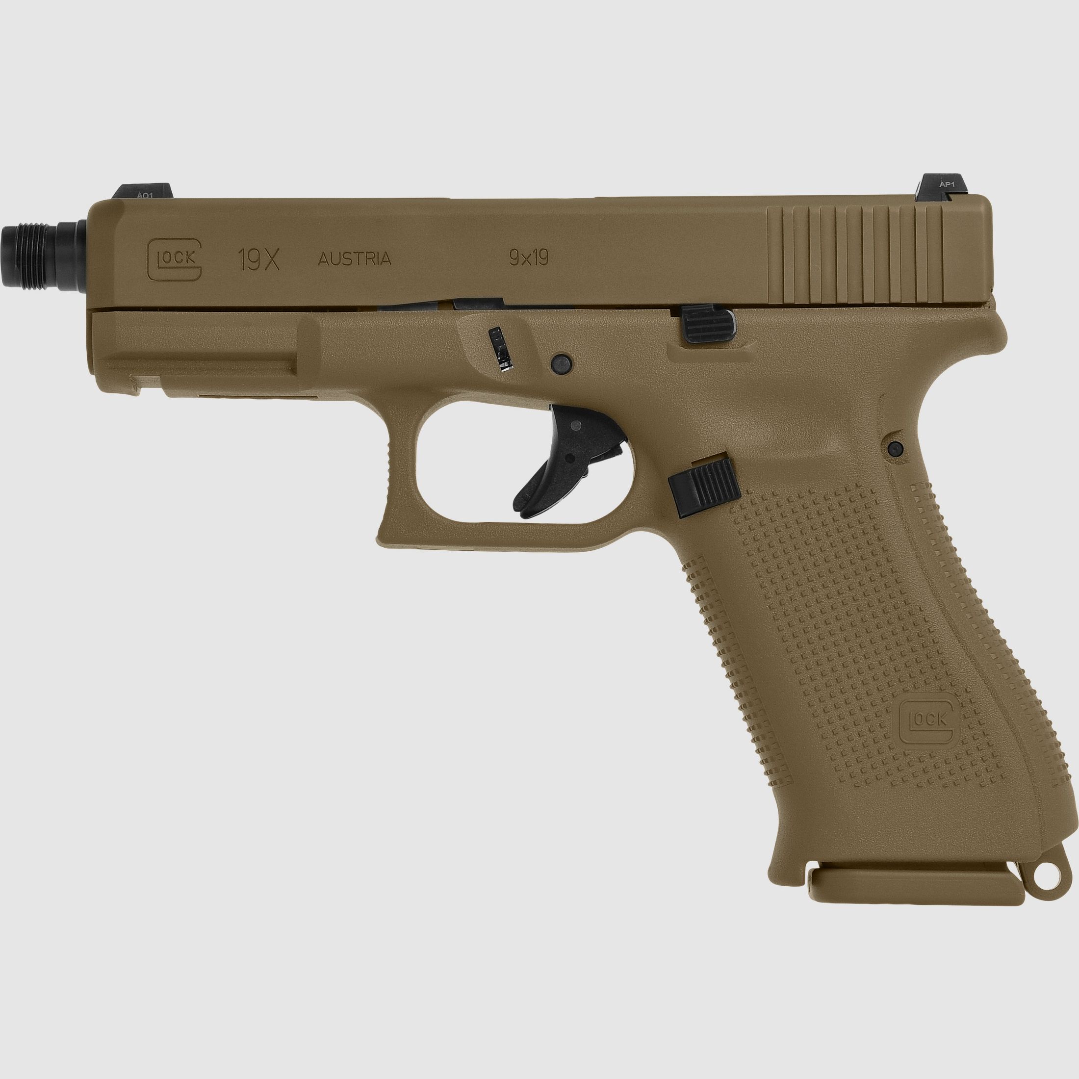 Glock Pistol G19X Crossover 9 mm Luger 4" / 10.2 cm M13.5x1 left Coyote, Crossover