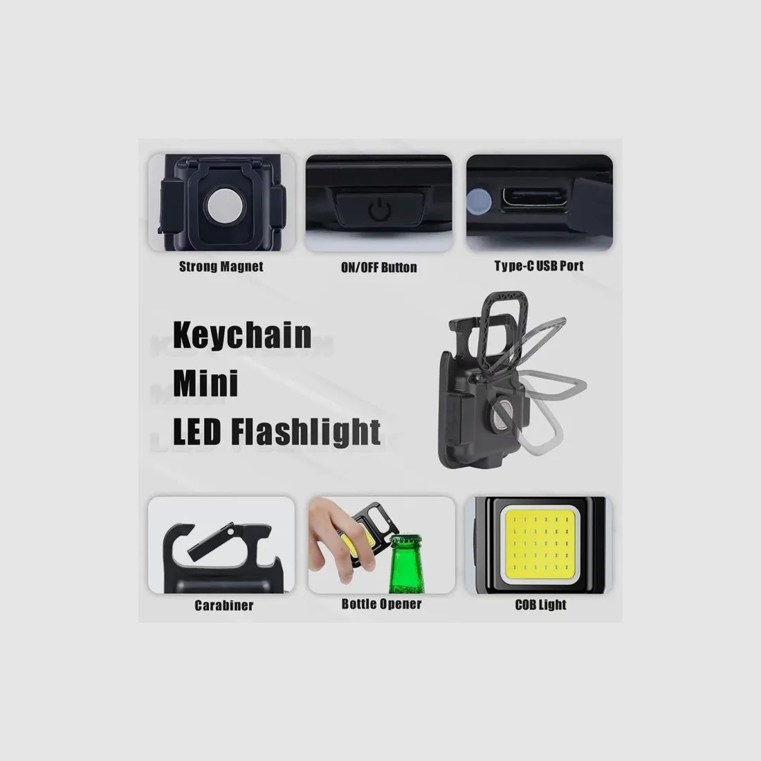 Schlüsselanhänger mit wiederaufladbarem COB-Light