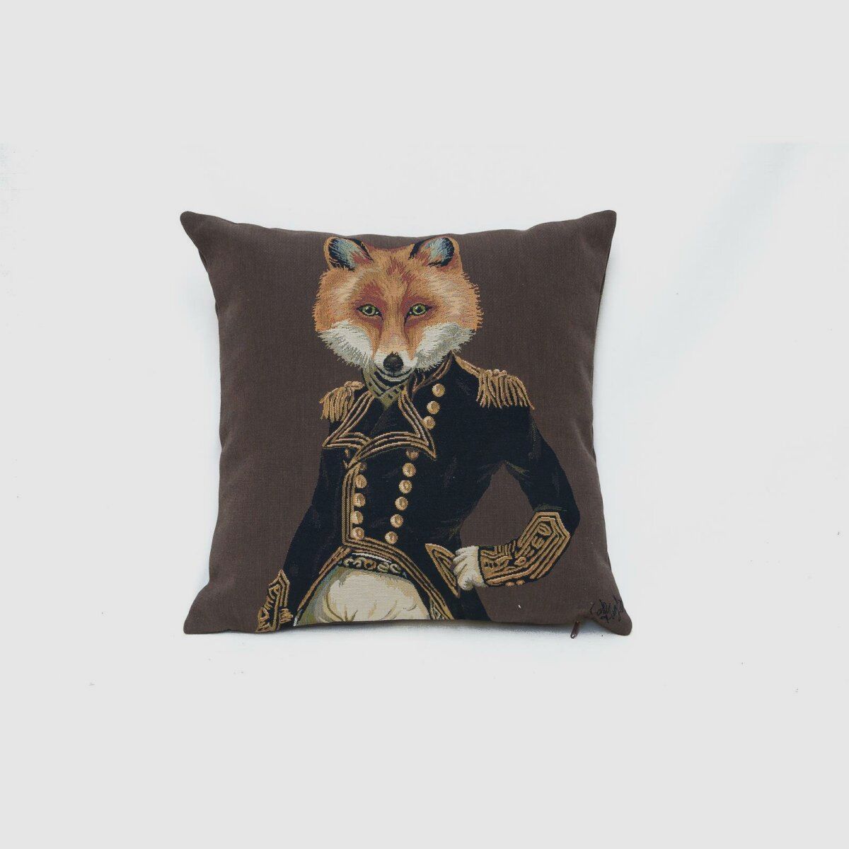 Lovergreen Kissen Motiv Kissen Fuchs in schwarzer Jacke mit Schulterpolster