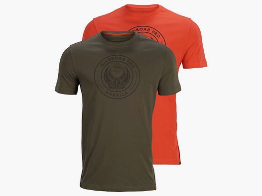 Härkila Herren T-Shirt Wildboar 2-Pack Willow Green/Orange