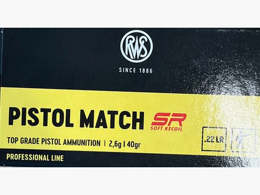 RWS .22lr Pistol Match SR 40grs - 500 cartouches
