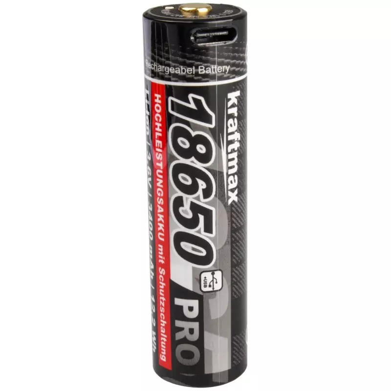 Kraftmax Pro Batería Li-Ion Tipo 18650 3,6V/ 3400mAh con Puerto de Carga USB-C, imagen 2 de 3