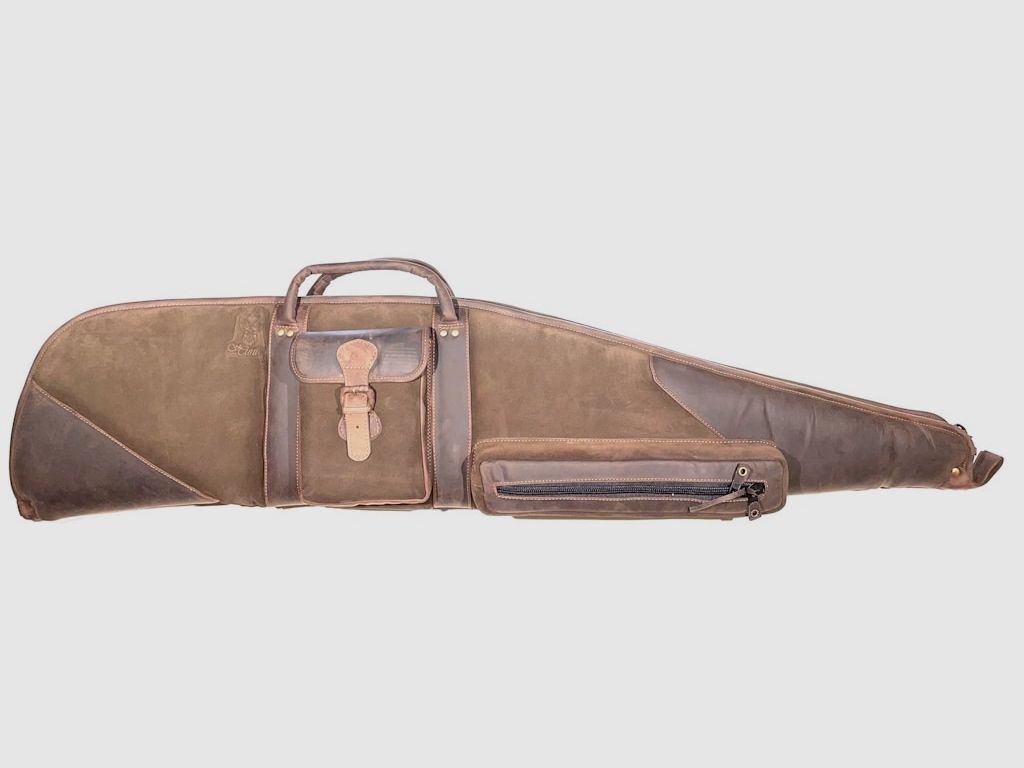 Gewehrfutteral Echtleder mit Seitentaschen dunkel, Bild 1 von 3