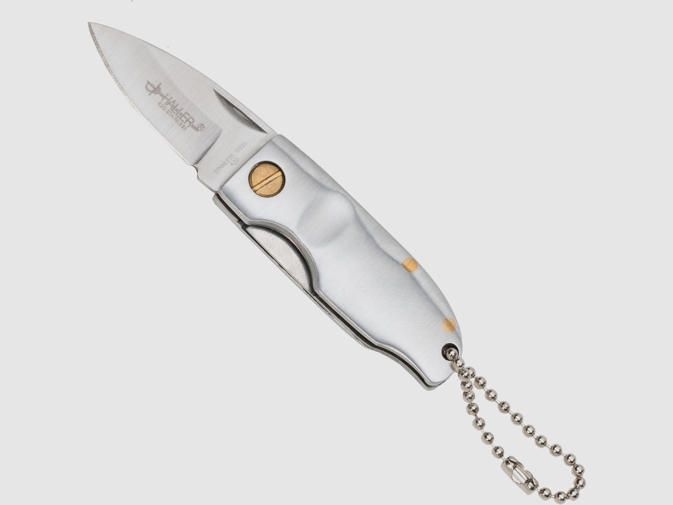 Stubby klein ganz Metall,420rsf, mit Kette, Zweihandmesser §42a konform legal führen