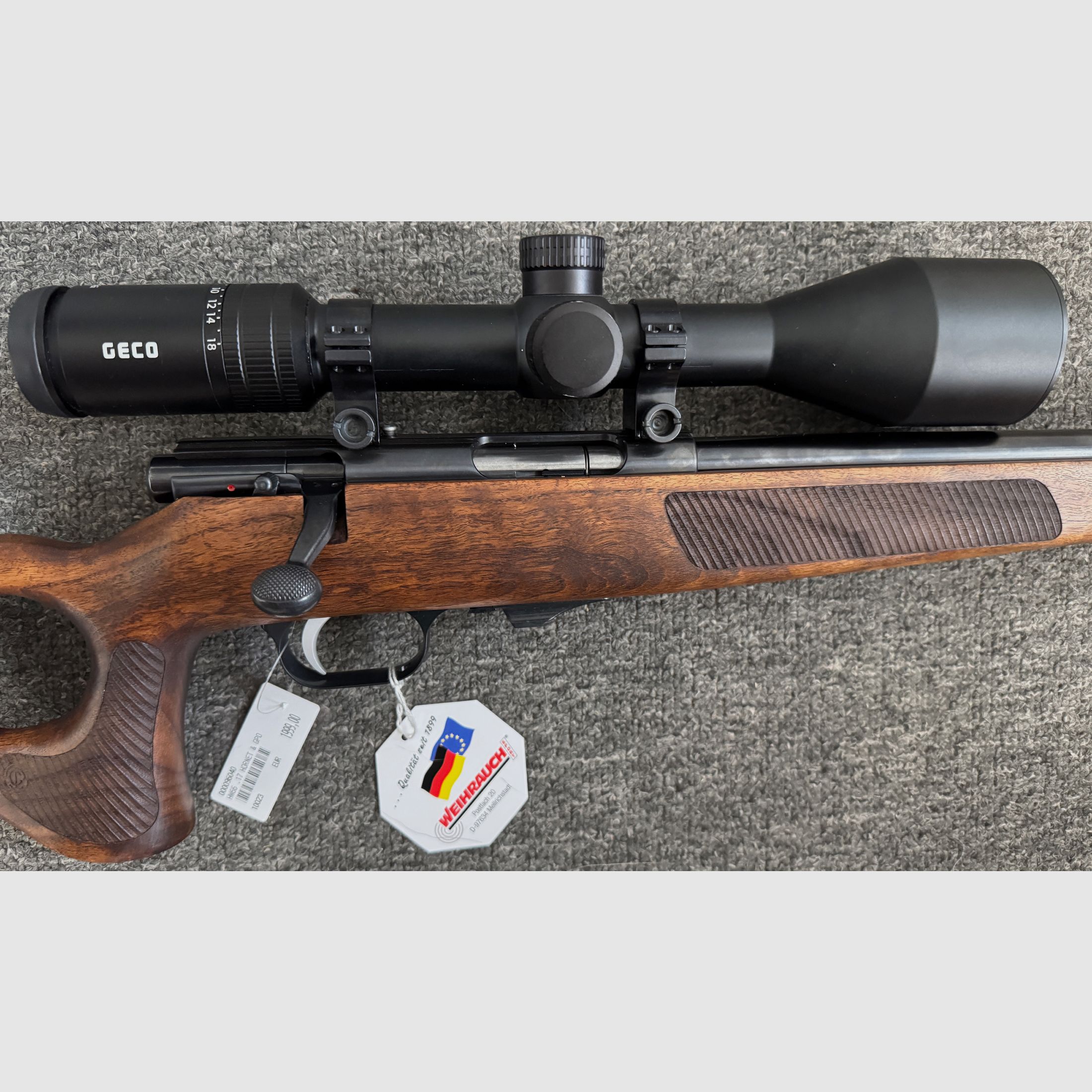 Weihrauch HW66 Production .17 Hornet con Geco 3,5-18x56 LP