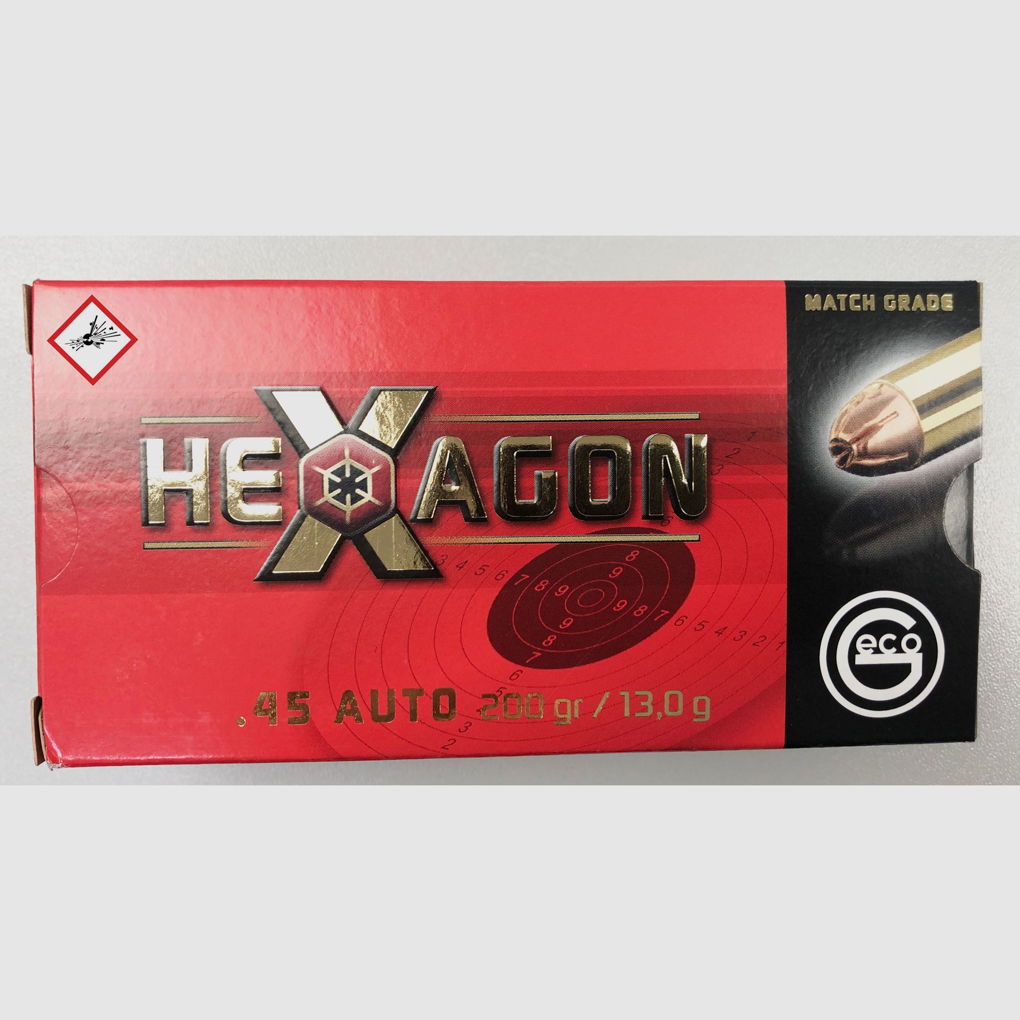 Geco Hexagon cartuccia per pistola .45 Auto 200 gr