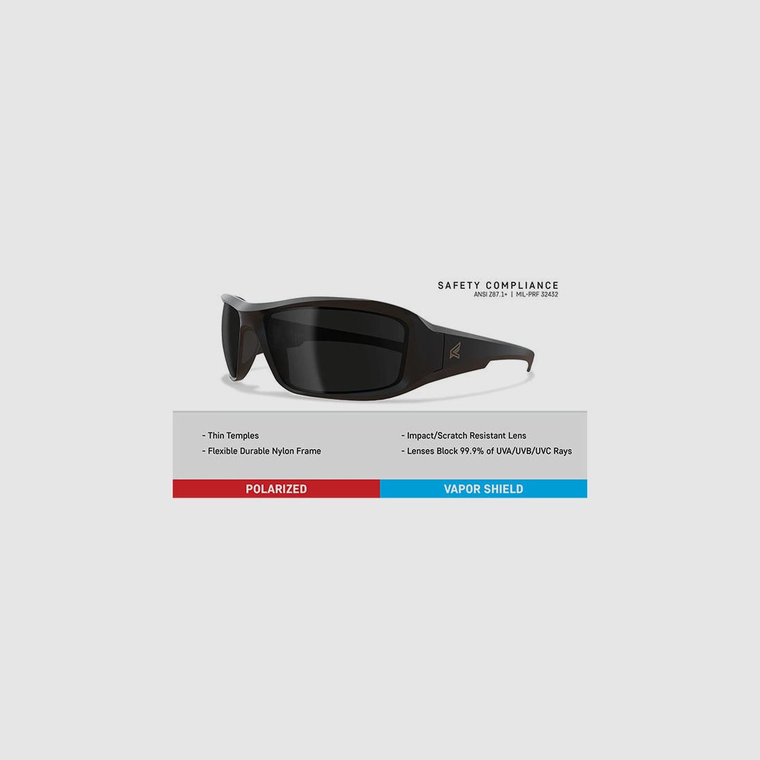 Sonnenbrille HAMEL, Soft Touch Matte Black Thin Temple Frame Polarizes Smoke Vapor Shield Lens (TXH716VS-TT), Bild 4 von 6
