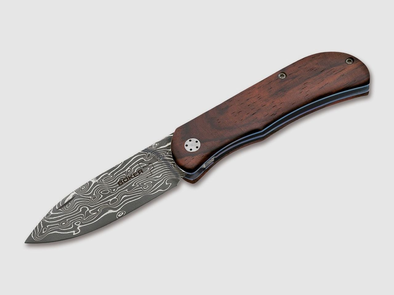 Coltello pieghevole BKER Plus Exskelibur 2 Damascus Cocobolo 42a conforme alla legge