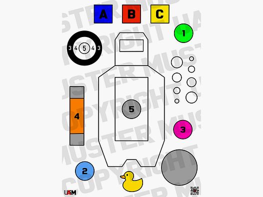 Multi Drill 1 Target DIN A1 - Colorful Target Design for Versatile Shooting...