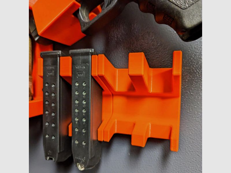 Supporto per caricatori a doppia fila .45 ACP e 10mm Auto con magnete per armadietto per armi - Accessori per armadietto per armi