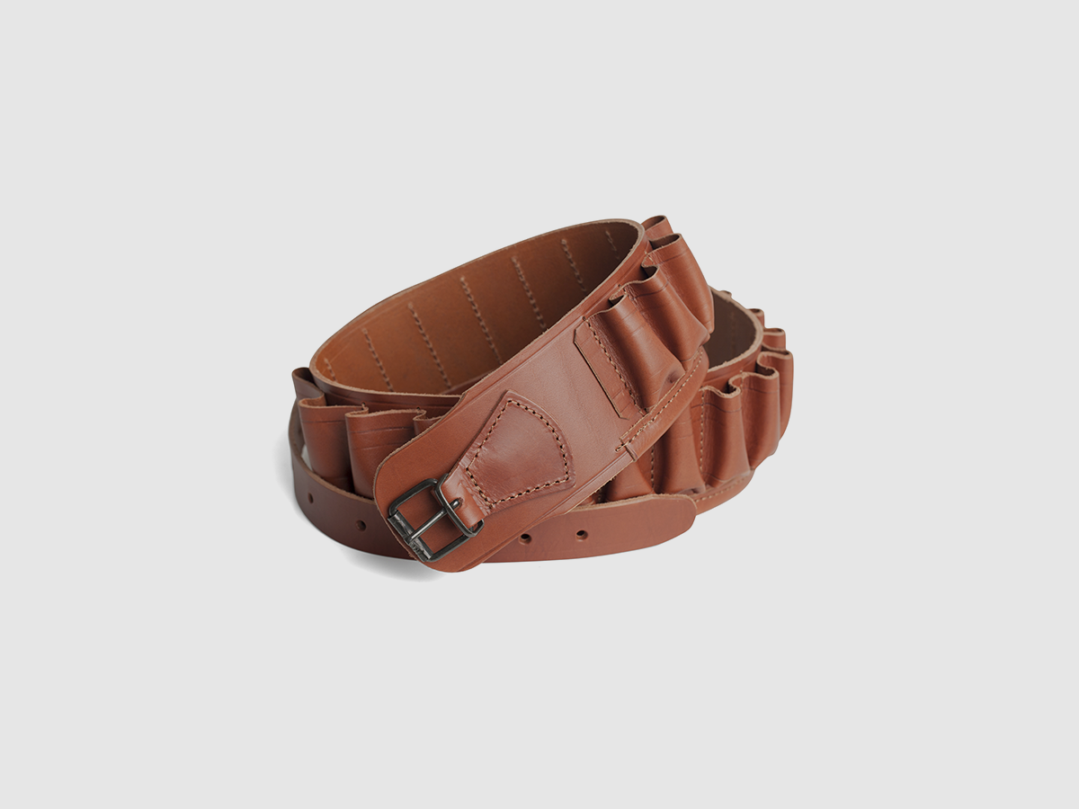 Cartouchière en vieux cuir de vache, cal. 12