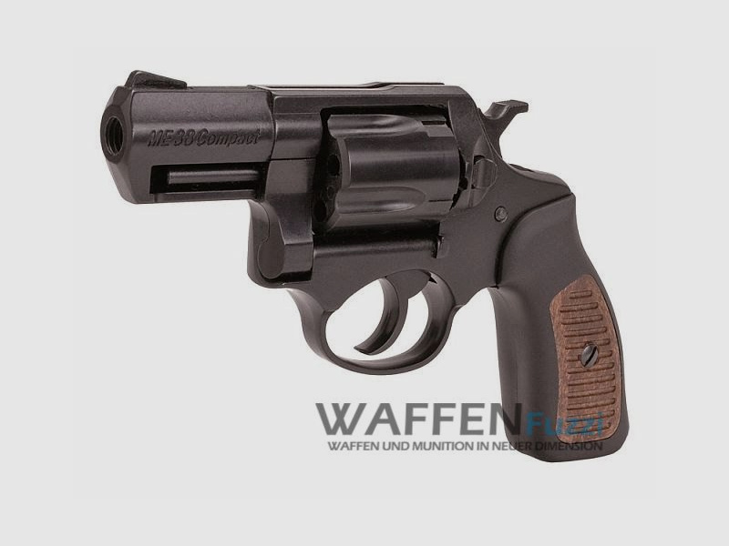 ME 38 Compact Revolver Schreckschusswaffe brüniert mit braunem Griff