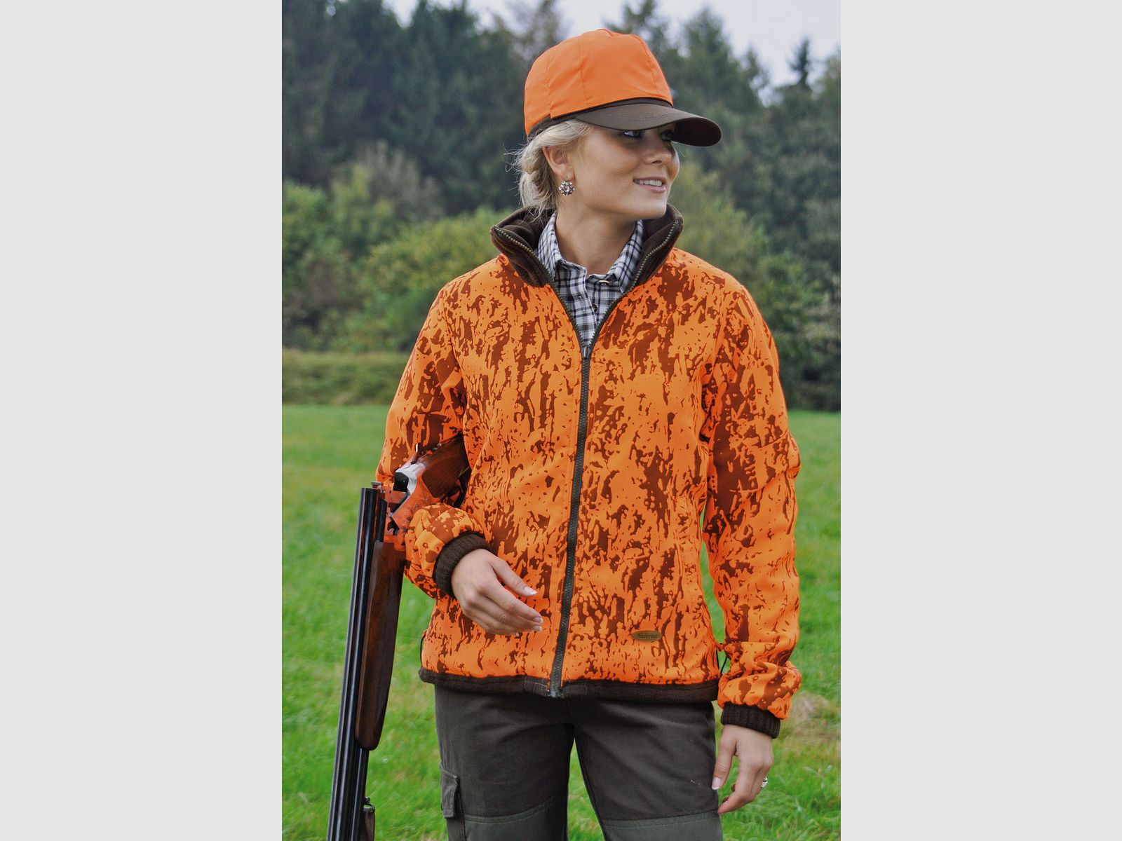 Damen Fleece-Wende-Jacke - orange/grün