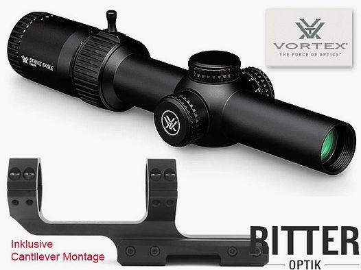 Celownik optyczny Vortex Strike Eagle 1-8x24 AR-BDC3 z podświetlaną siatką - w zestawie z montażem Cantilever