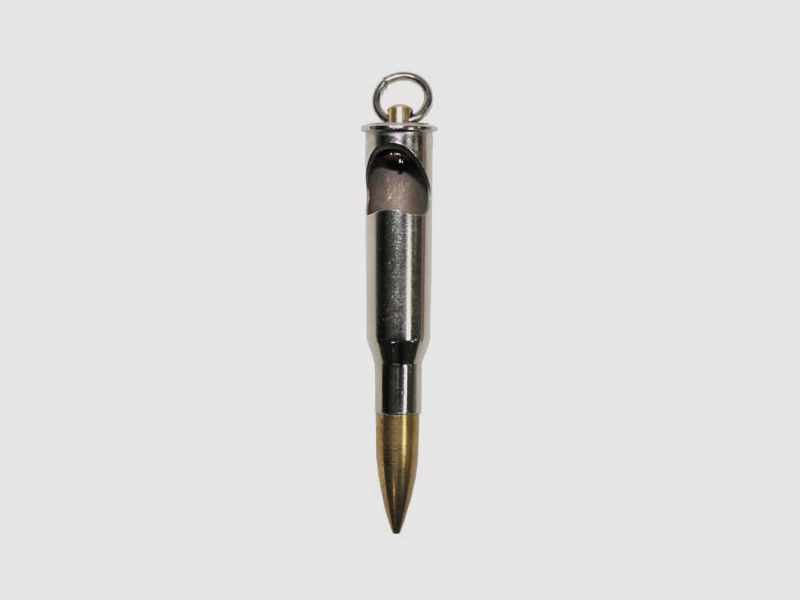 Anhnger-Patrone, "Mosin", silber, mit Flaschenffner