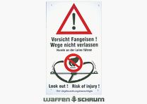 Vallenbouw Witte Waarschuwingsbord Tekst: Voorzichtig Vangnet