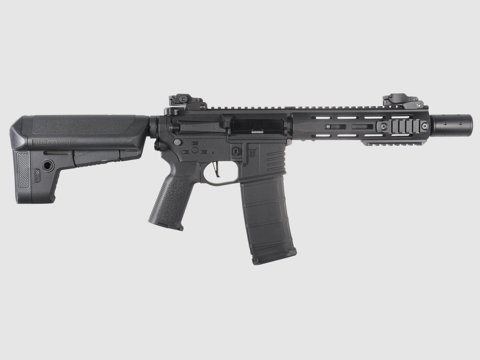 M4 AR15 M-LOK SilentOps 8 Zoll CHARLIE Schwarz Softair Gewehr max. 0,5J | Delta Armory