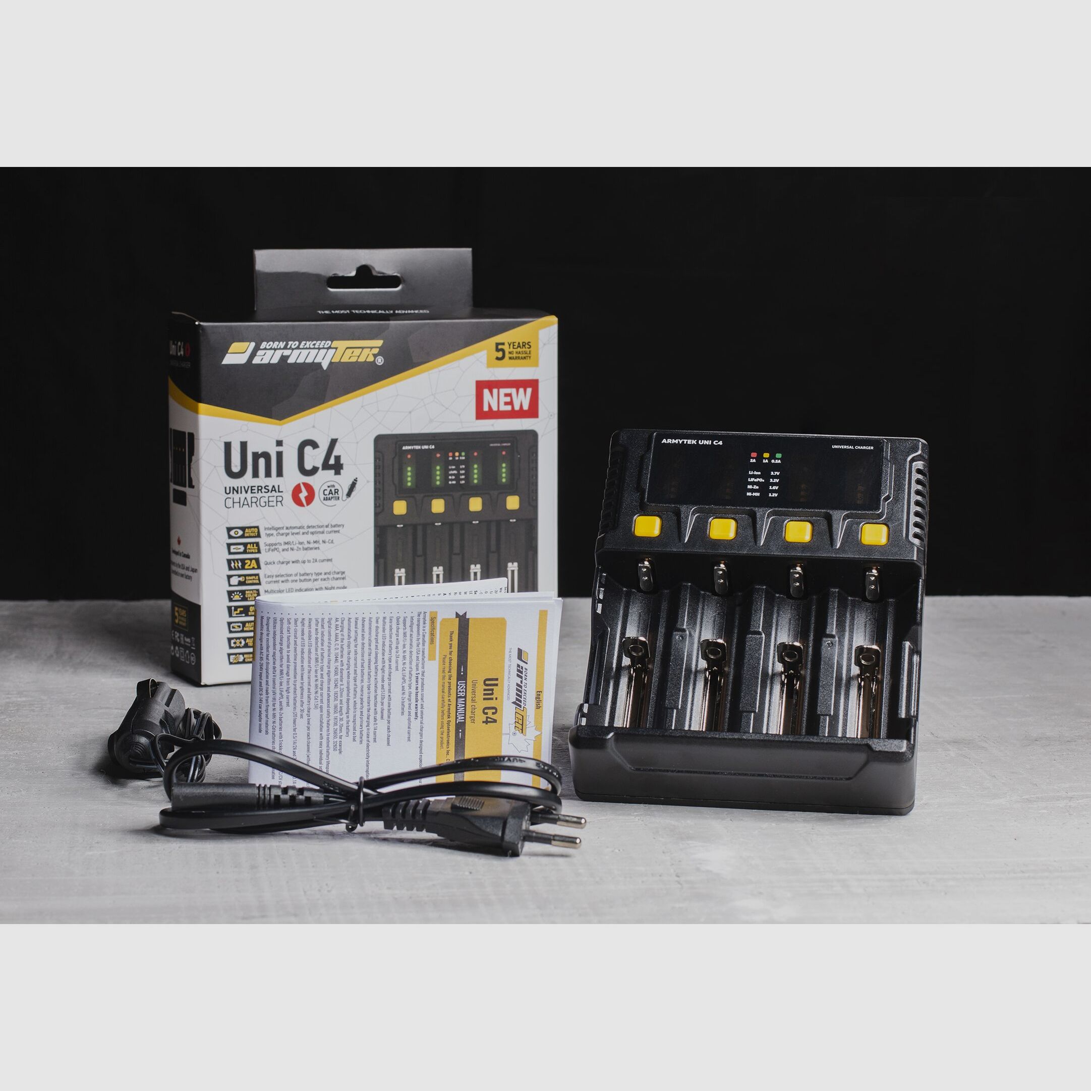 Ladegerät | Armytek Uni C4 Plug type C + Fahrzeugadapter, Bild 1 von 12