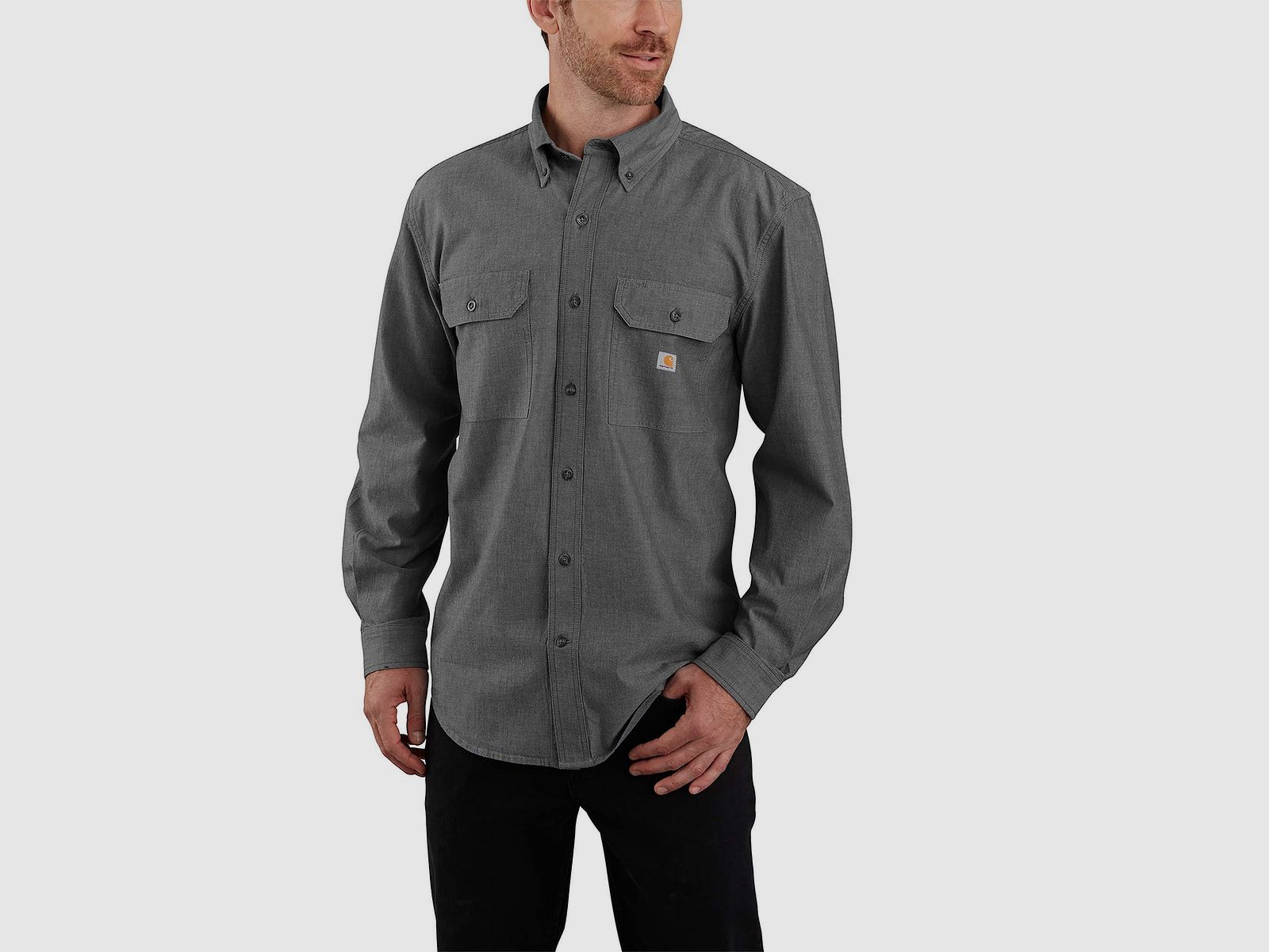 Carhartt Chambray Shirt Men Black Chambray M