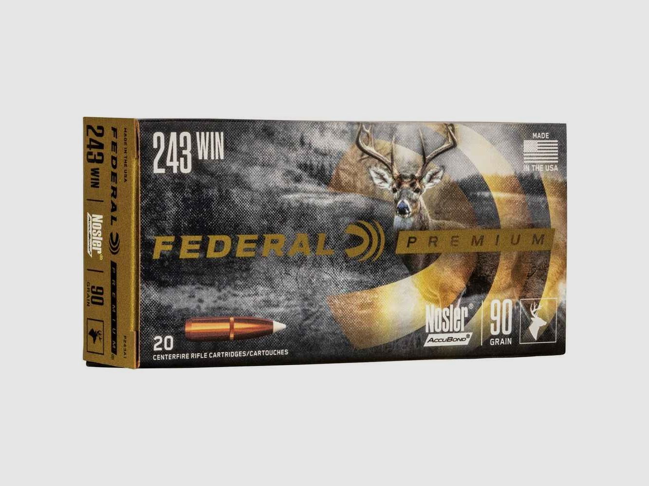 .243 Win. Premium Nosler Accubond 5,8g/90grs. Federal Munitie