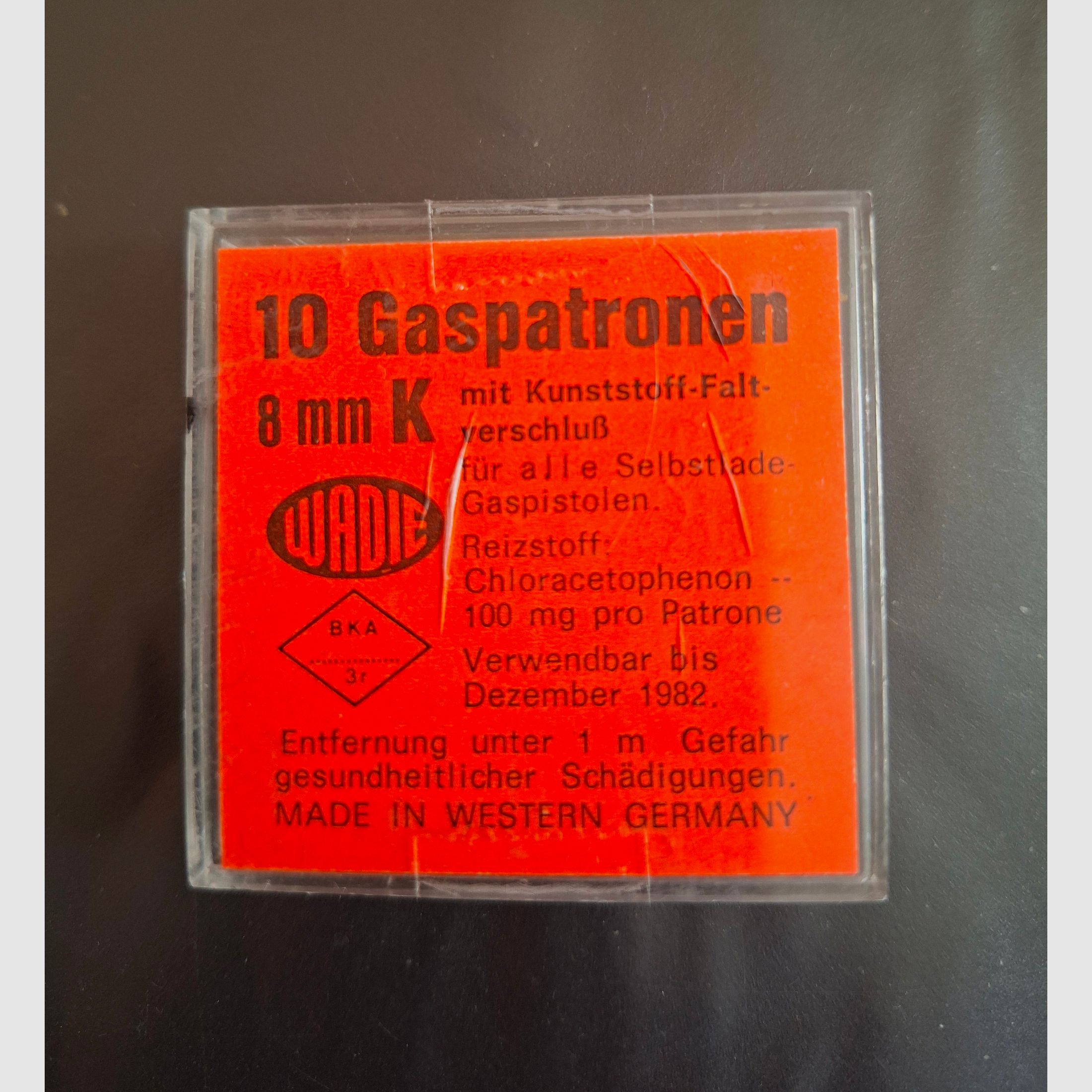10 Wadie Gaspatronen 8mm k /  Rarität von 1982