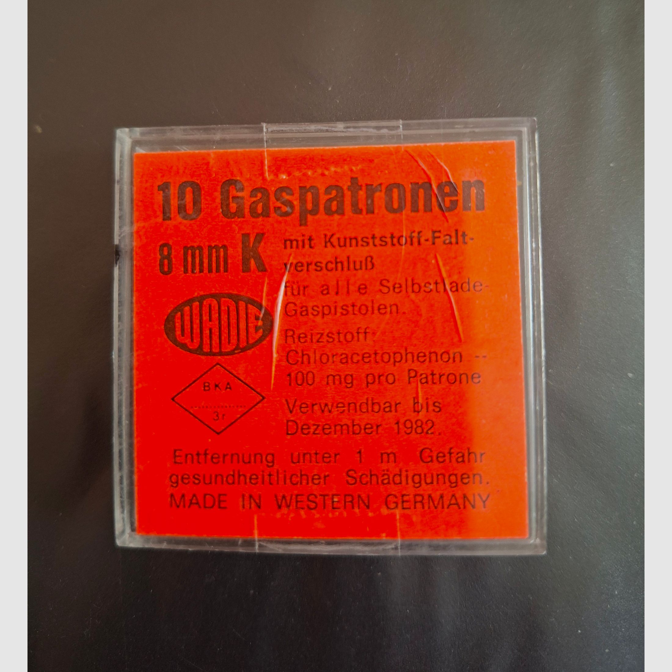 10 Wadie Gaspatronen 8mm k /  Rarität von 1982