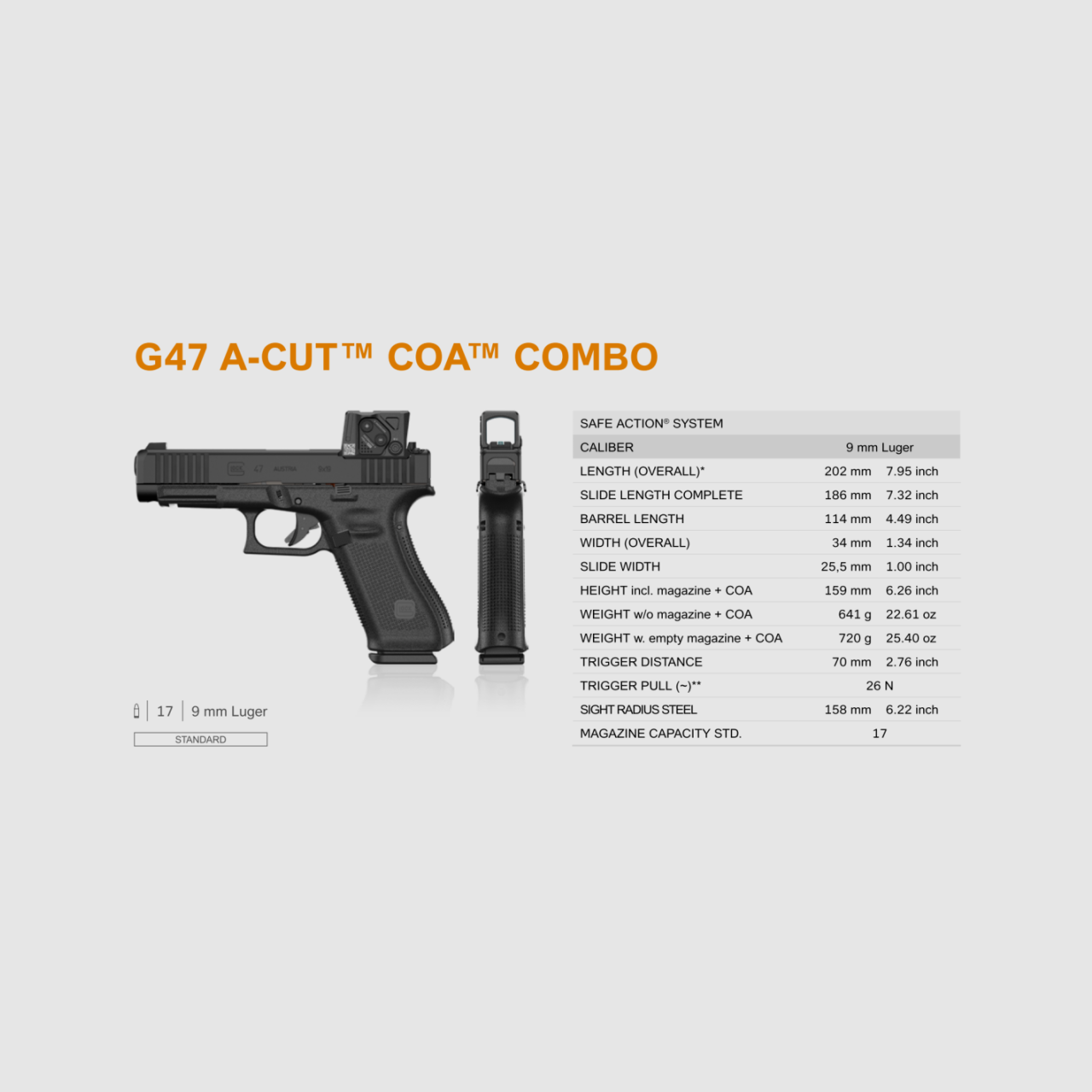 GLOCK – 47 MOS – A-CUT COMBO AIMPOINT COA – Kal. 9 x 19, zdjęcie 6 z 8
