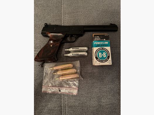 CO2 luchtpistool Crosman Model 454 (.177 / 4,5mm BB) – vintage set met CO2 & munitie