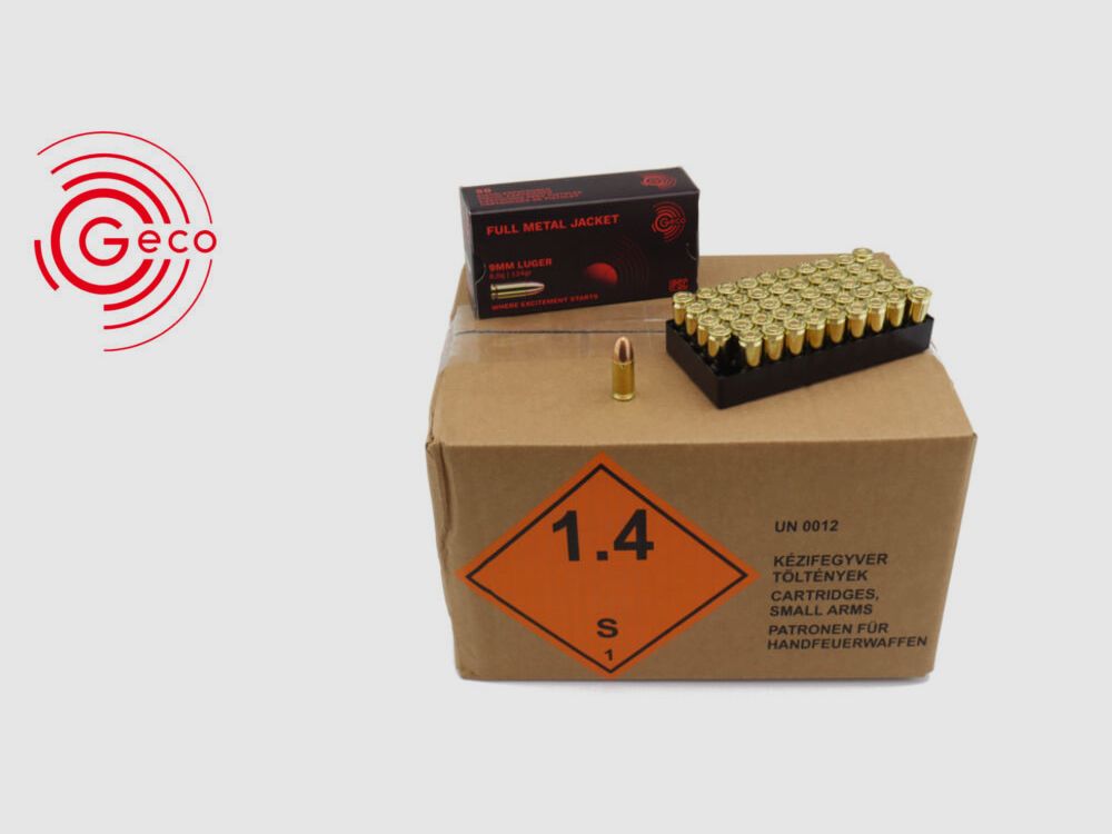 Geco 1000 Schuss: 9mm Luger / 8g - 124gr. / FMJ - VMR