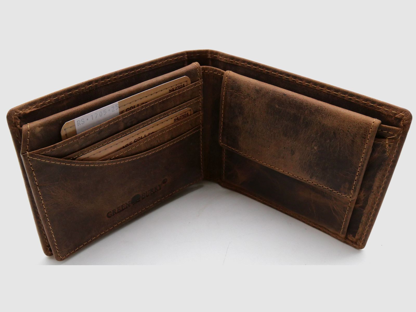 Greenburry Leder Geldbörse braun Vintage Animal Wolf Collection 1705-Wulf