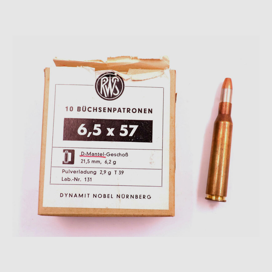 RWS (WZd.Fa.Rottweil) Büchsenpatronen 6,5x57