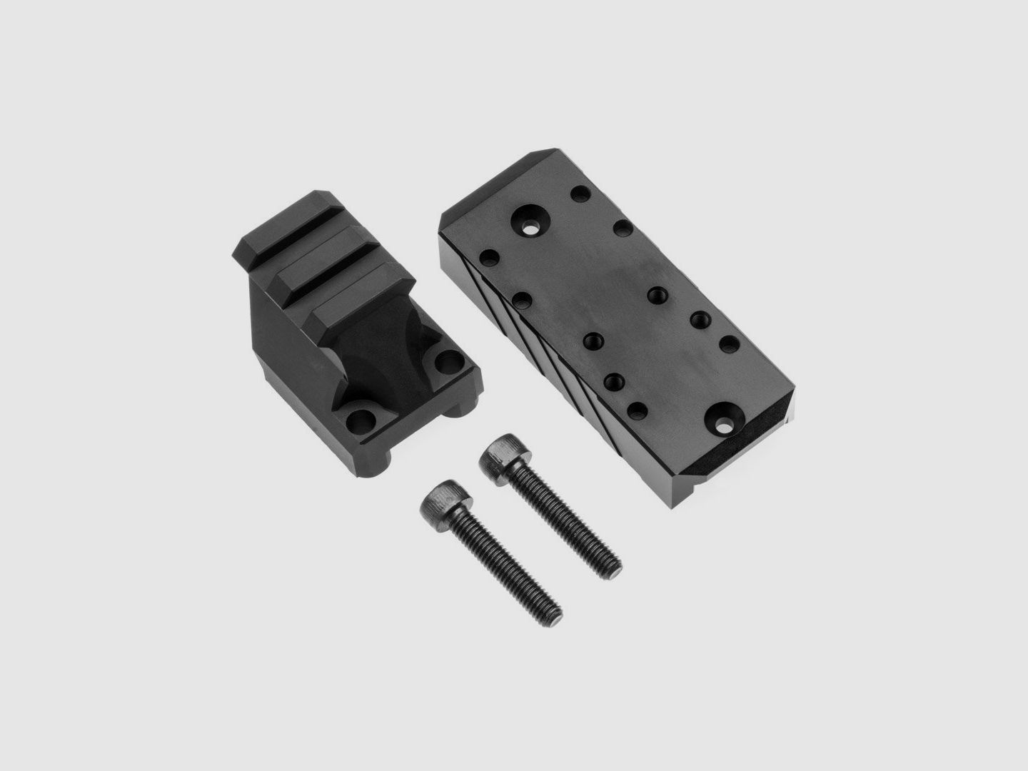 Bundle – RED DOT SIGHT MOUNT Schiene + Buttstock Adapter | CNC ALU | schwarz eloxiert | Huben GK1 | RMR 3.0 | Doctor | RMSc