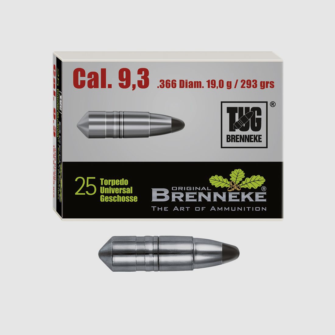 Brenneke Geschoss 9,3mm (.366) TUG 19g / 293grs 25 Stück