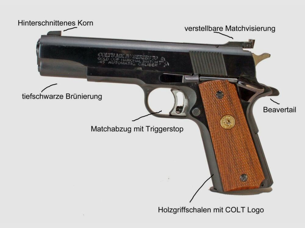 Colt Firearms Manufacturing Company	 Colt Gold Cup Brüniert National Match MK 4 Serie 70