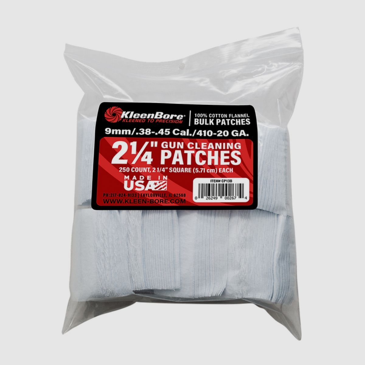 250 parches 2-1/4" cuadradas .38-.45/410-20GA