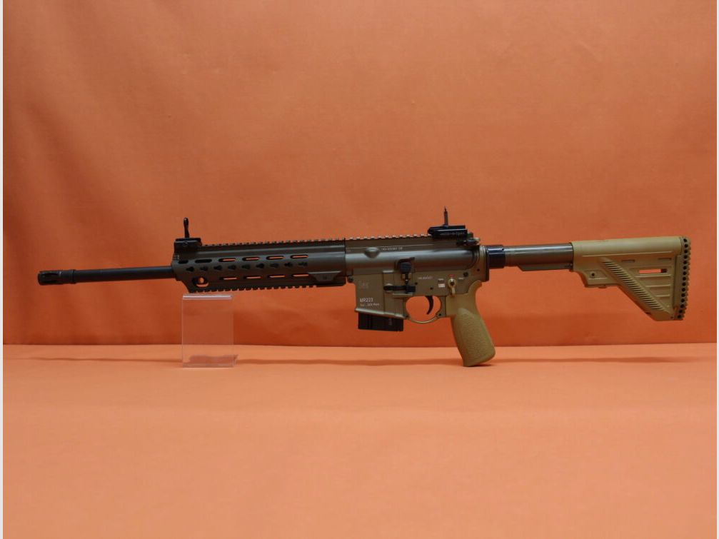 Heckler&Koch Ha. Geweer .223Rem Heckler&Koch/H&K MR223 A3 16,5" loop RAL8000 HKey K, Gas-Piston-Systeem AR-15/HK416, afbeelding 1 van 8