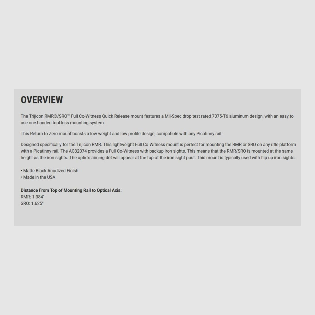 Trijicon RMR/SRO Quick Mount Full