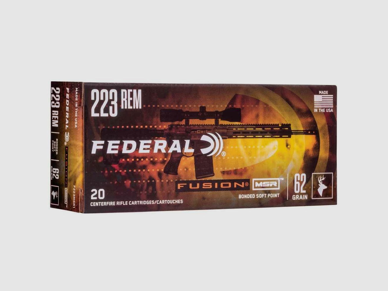 .223 Rem. Fusion MSR 62 gr. Munizioni Federal