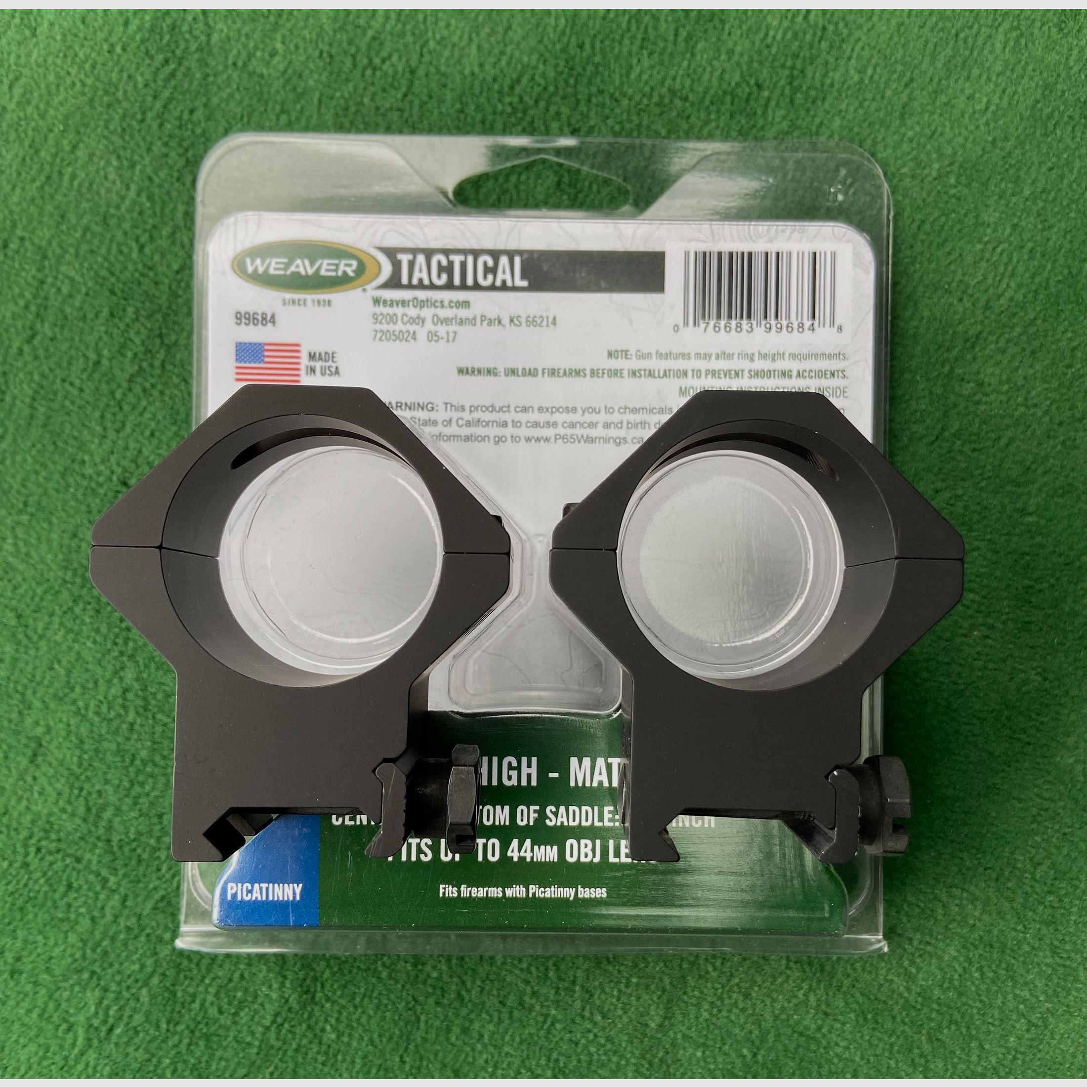 Weaver Tactical 6-Hole Picatinny Ring 34 mm High