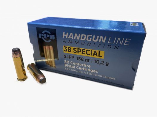 PPU .38SPECIAL SJFP - TEILMANTELFLACHKOPF - 158GRS / 10,2 G - 50 SCHUSS